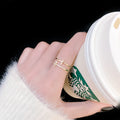 Gold Crosses - Zircon Inlay Copper Adjustable Ring