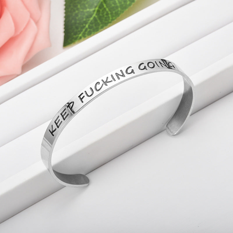 Keep Fucking Going Stainless-Steel Bangle