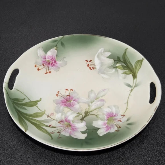 PSAG Bavaria Hand-Painted White Lilies Plate - Artist Signed by Pierre