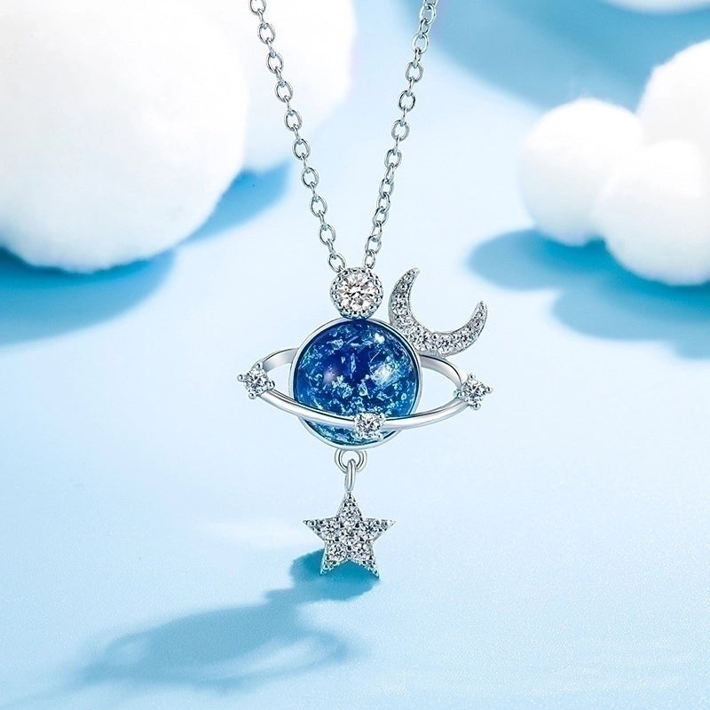 Astronaut Star Moon Zircon Pendant Necklace