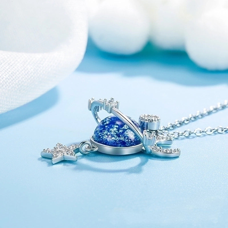 Astronaut Star Moon Zircon Pendant Necklace