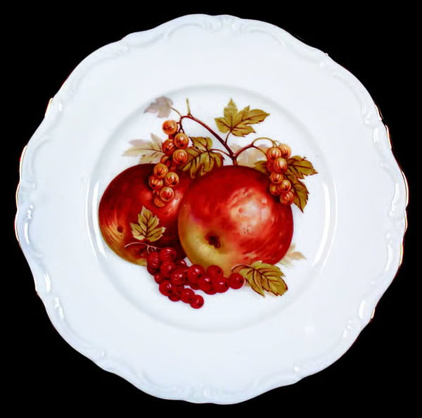 Winterling Bavaria Apples & Berries Salad Plate - Vintage Germany with Gold Trim