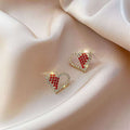 Heart Stud Earrings - Red or Black