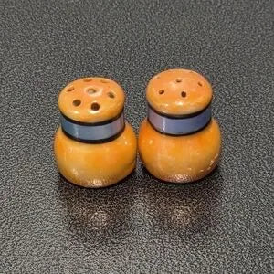 Vintage Lusterware Mini Salt & Pepper Set - Iridescent Orange Japan