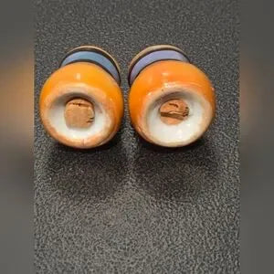 Vintage Lusterware Mini Salt & Pepper Set - Iridescent Orange Japan