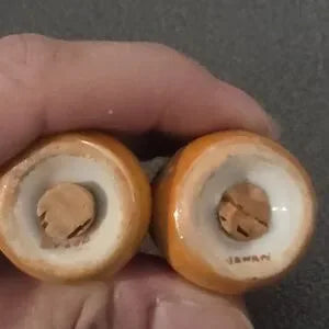 Vintage Lusterware Mini Salt & Pepper Set - Iridescent Orange Japan