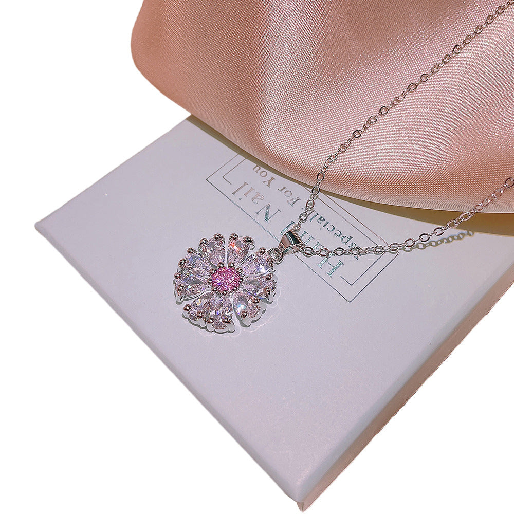 Flower Zircon Jewelry Set - Ring, Earrings & Necklace