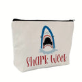 Shark Week Linen Square Makeup Bag