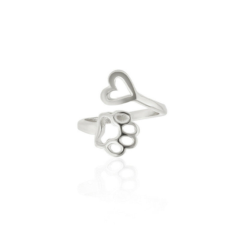 Cute Paw Print Open Ring - Gold or Silver