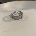 Silver Chain Link - Zircon Inlay Copper Open Ring