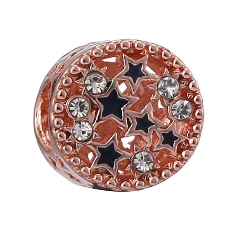 Star Pendant Bead with Rhinestone Accents - Geometric Design