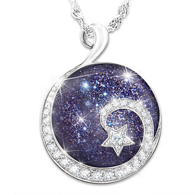 Starry Geometric Gem Pendant Necklace
