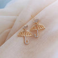Pearl & Rhinestone Stud Earrings - Umbrellas