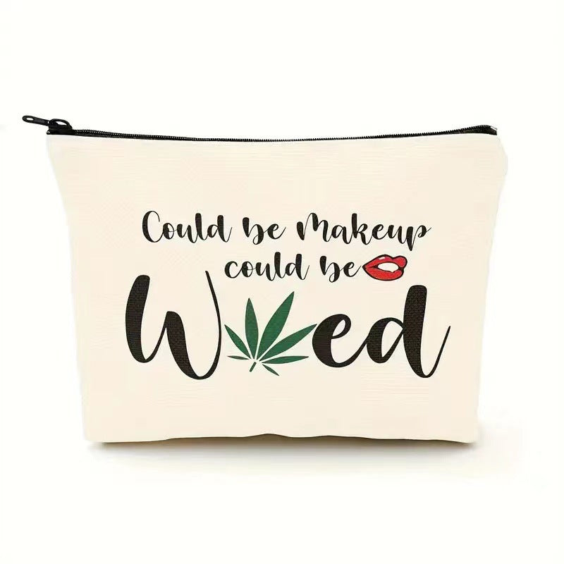 Could Be Makeup, Could Be Weed Linen Square Makeup Bag