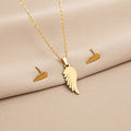 Angel Wing Stainless Steel Necklace & Earring Set